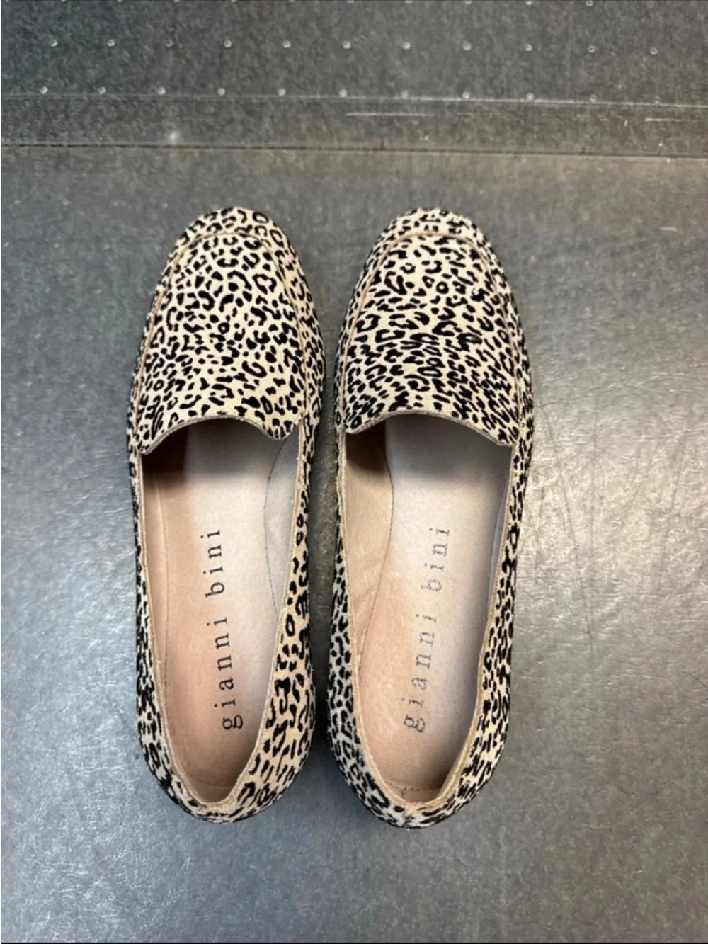 Gianni Bini Leopard Print Slip-On Loafers - Beige/Black